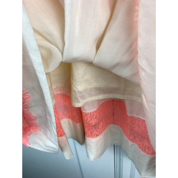 Free People Women's Size XS Cream Orange Lace Sleeveless Scoop Neck A-Line Dress - Picture 3 of 8